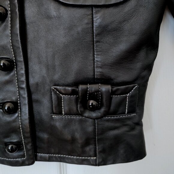 Tracy Reese leather button-down jacket 2 XS EUC - Picture 5 of 7